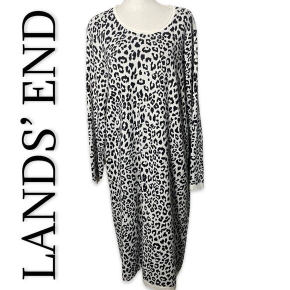LANDS’ END Animal print sweater dress, Super soft feel, Size 2x (20W-22W) - Picture 1 of 6